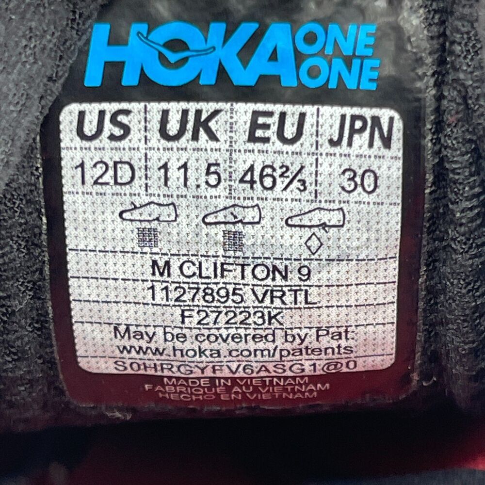 Hoka One One Clifton 9 Shoes Mens Size 12 D Blue Running Comfort Walking Sneaker - Picture 8 of 9